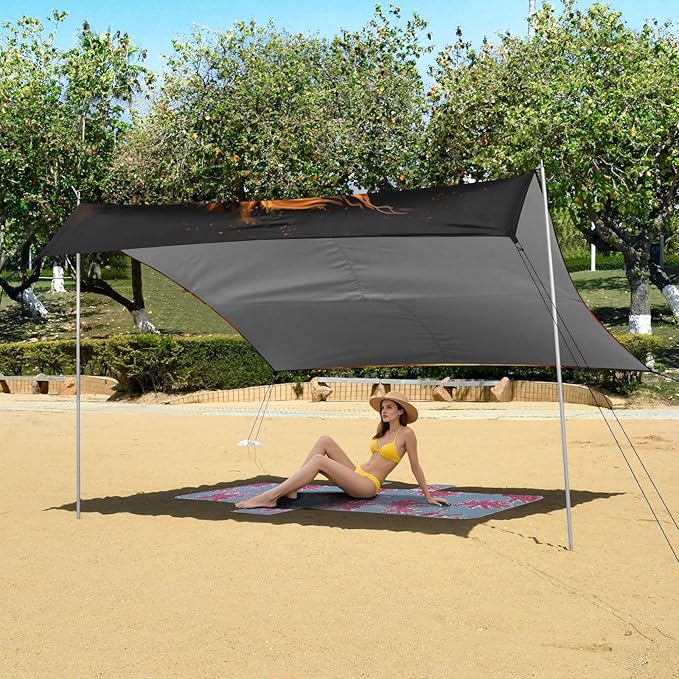 Flame HorseCamping Sun Shelters 9.2 x 10.5 FT Beach Canopy Tent Sun Shade with Carrying Bag for Camping Trips Fishing Backyard Fun or Picnics 21341611