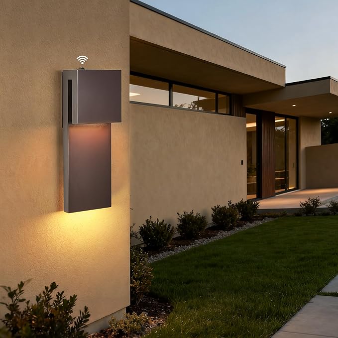 15IN Outdoor Wall Sconce FixtureDusk to Dawn Patio LightsWaterproof Exterior LampModern Wall Mounted with 17W 3000K LED Bronze FinishOutside Lights for House Front Door Entryway