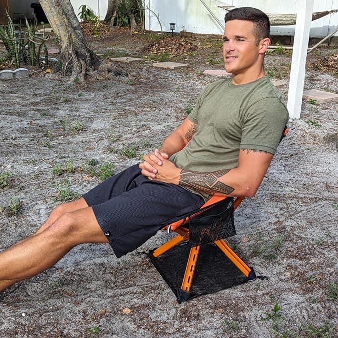Campster2 Folding Camping Chair – Ultra Lightweight &amp Compact - Backpack Chair - 265 lbs Capacity – Comfortable Folding Chair with Carrying Bag - Ideal for Beach Hiking &amp Outdoor Use Orange