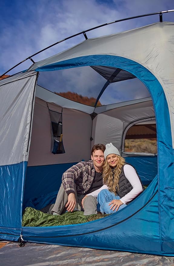 TETON Sports Hacienda 8 Person Family Camping Tent Large Gear Loft and 4 Storage Pockets Swinging Door Makes it Easy to Access Full Mesh Roof Waterproof Rainfly