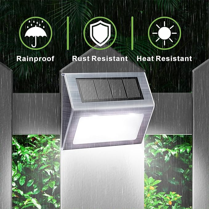 XLUX Solar Powered Lights for Deck Steps Stairs Fences Pathway Path LED lamp Outdoor Waterproof White Light 12 Pack