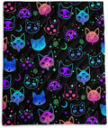 Axolotl Neon Cat Camping BlanketGhost Trippy Cat Packable Outdoor BlanketStar Moon Lightweight Warm Printed BlanketFunny Cat Halloween Waterproof Travel Blanket for CampingTravelStadiumHiking