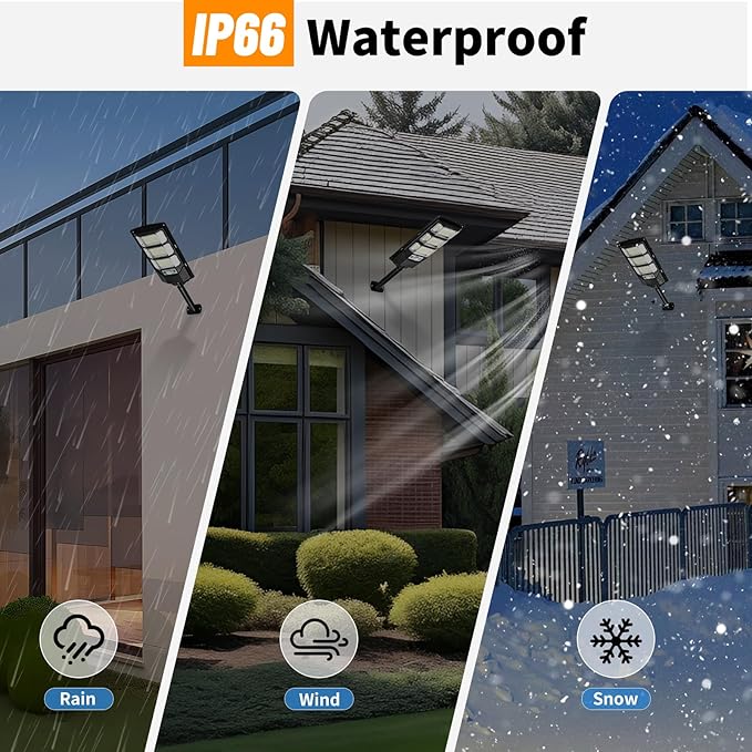 Solar Lights Outdoor Waterproof 2 Pack 6500k Solar Flood Light Dusk to Dawn Solar Street Lights with Motion Sensor &amp Remote Control LED Solar Parking Lot Lights for Yard Ground Garden