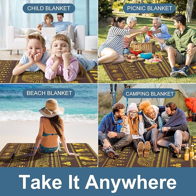 Southwestern Native American Indian Aztec Ethnic Waterproof Outdoor Picnic Blanket Sandproof Beach Mat for Camping Hiking Grass Travelling
