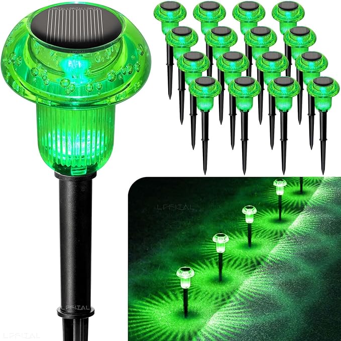 St. Patrick's Day Solar Lights Outdoor 8 Pack Green Solar Pathway Lights Outdoor Mushroom LED Waterproof Lighting Stake for Outside Yard Path Garden Lawn Patio Landscape Decorations