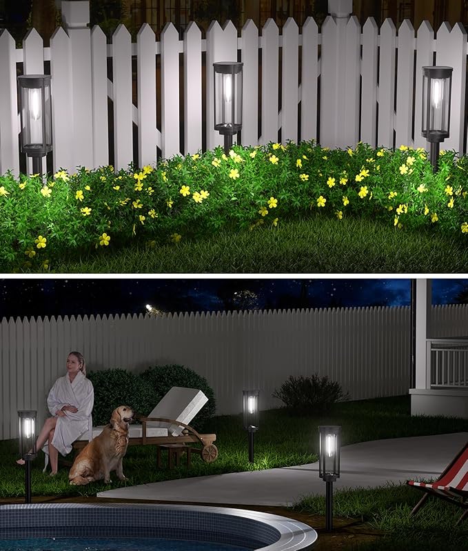 8 Pack Solar Pathway Lights OutdoorSuper Brightness IP65 Waterproof Auto On/Off Solar Path Lights Garden Solar Powered Landscape Lighting for Outside Yard Garden Driveway Walkway Decor