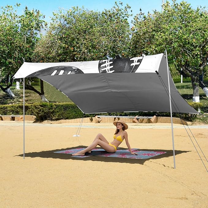 Rugby Pattern (1) Camping Sun Shelter Beach Tent Portable Beach Sun Shade Outdoor Canopy for Camping Trips Fishing Picnic