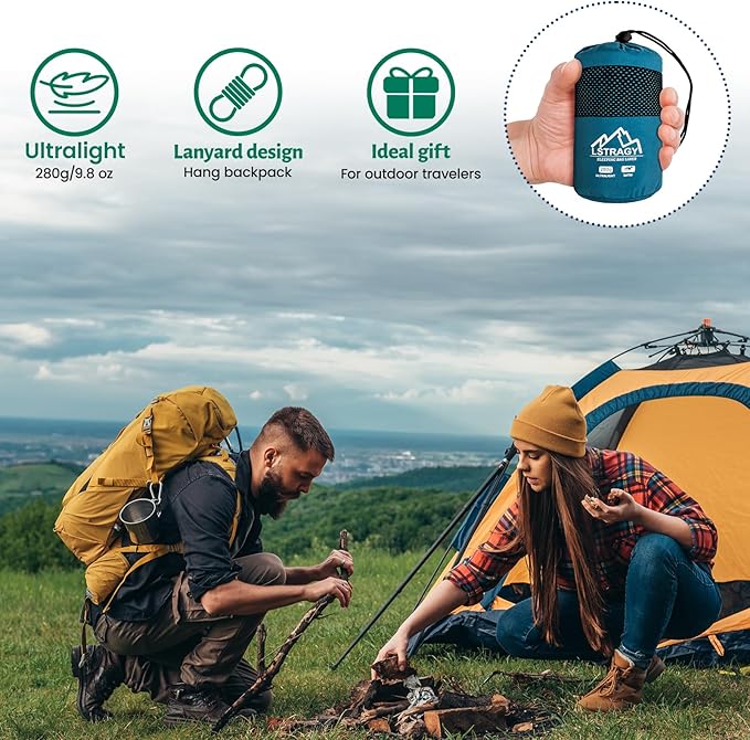 Ultralight Sleeping Bag Liner Satin Sleep Sack Comfy Breathable &amp Cooling &amp Silky Soft liner Travel Sheets &amp Adult Sleep Sack with 2 Way Zipper Ideal for Backpacking Hotel Camping H