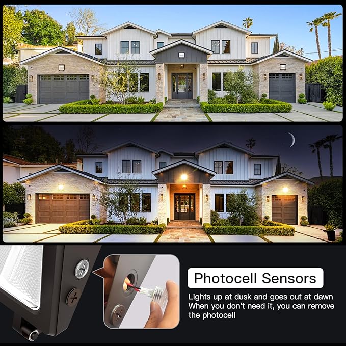 JTT LED Wall Pack Light with Dusk to Dawn PhotocellIP65 Waterproof WallPack Lights 75W/60W/45W6000K/5000K/4000K Daylight600W HPS/HID ReplacementCommercial Security Lighting for WarehouseGarage