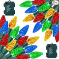 2 Pack 100LED C6 Christmas Lights Battery Operated 16.4FT C6 Christmas Lights Battery Powered with Timer 8 Modes Waterproof for Outdoor Garden Patio Indoor Xmas Tree Bedroom Party Multi-Color