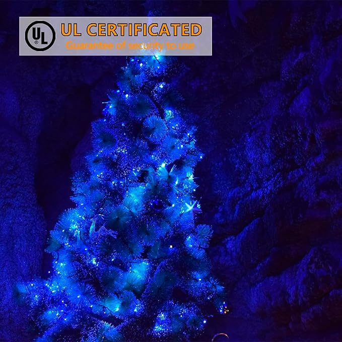 50ft 100 Counts Blue LED Outdoor Christmas Lights - Commercial Grade Waterproof Green Wire Xmas Lights IP65 UL