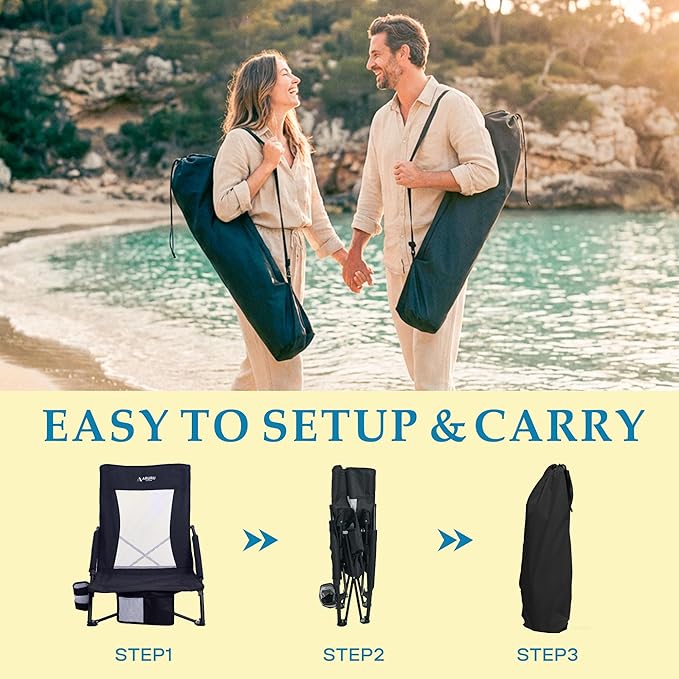 Low Folding Beach Chairs for Adults Portable Lightweight Sling Beach Camping Chair with Cup HolderArmrestFoldable Camp Lawn Chair for Outdoor Sand Concert Travel Sport Events