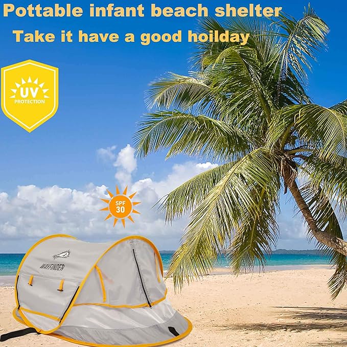 Poray Portable Baby Beach Tent with UPF 50+ Sun ShelterMosquito Net and Sunshade Ideal Pop Up Kids Travel Tent with Carry Bag &amp 2 StakesOutdoor Indoor Play and Sun Protection
