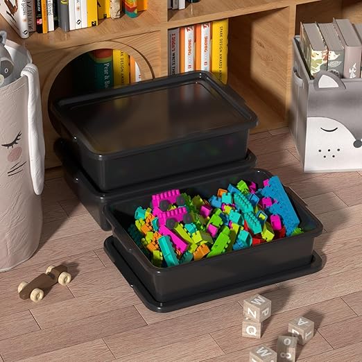 13 L Plastic Bus Tubs with Lids Food Service Bus Tub Box Black 12 Packs