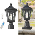 LED Post Solar Light Outdoor Dusk to Dawn Waterproof Pole Lighting with Remote Control Exterior Pillar Lantern 3 Lighting Modes Outside Solar Lamp for Patio Porch Garage Garden Pathway