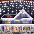 1296 LED 131FT Christmas Lights 288 Drops Outdoor Hanging lights with 8 Modes &amp Timer Plug in Curtain String Light Outdoor Waterproof for House Tree Holiday Wedding Party Outside Decor (Cool Whi