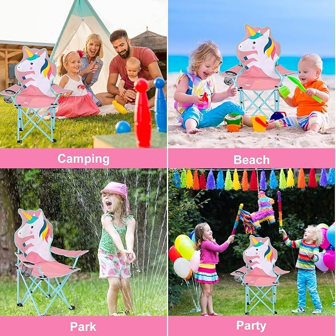 KABOER Kids Outdoor Folding Lawn and Camping Chair with Cup Holder and Carrying Bag Children's Camping Chairs