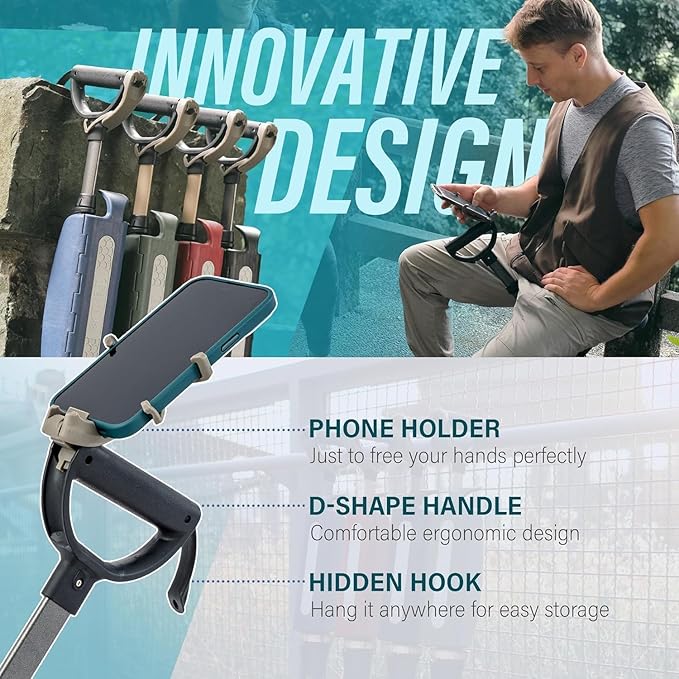 STEP2GOLD Ta-Da Chair Series 2 PRO Portable Trekking Hiking Pole Folding Walking Stick with Seat Walking Cane with Chair Foldable Chair Lightweight Aluminum Easy Carry and Storage Anti-Slip