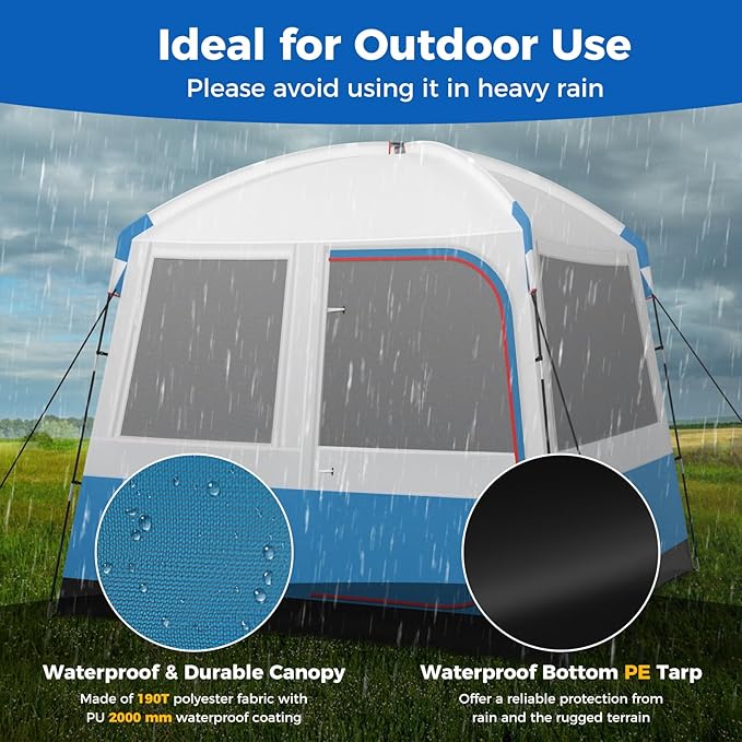 Goplus 3-5 Person Camping Tent Portable Cabin Shelter w/Large Double-Layer Mesh Front Door Mesh Screen Windows Carry Bag Waterproof &amp Windproof Large Family Tent for Backpacking Hiking Trip