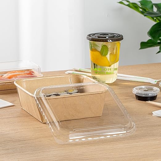 Restaurantware-LIDS ONLY: Matsuri Vision 7.1 x 7.1 x 0.7 Inch Lids For Sushi Containers 100 Airtight Lids - Containers Sold Separately No-Fog Design Clear Plastic Lids For Sushi Boxes