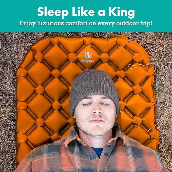 Ultralight Sleeping Mat - Inflatable &amp Compact Camping Air Mattress for Backpacking Hiking- New