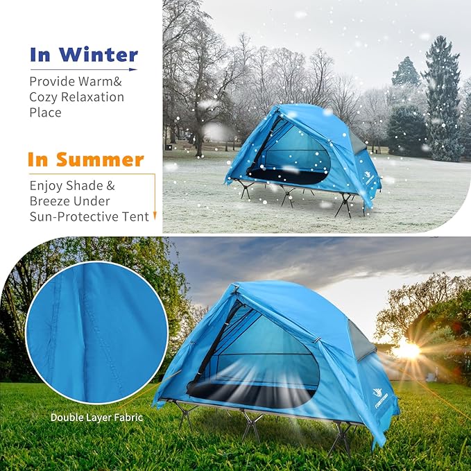 4-in-1 Camping Cot Tent Foldable Elevated Tent Set for 1 Person to Use Elevated Camping Bed Tent for Outdoor Hiking Camping