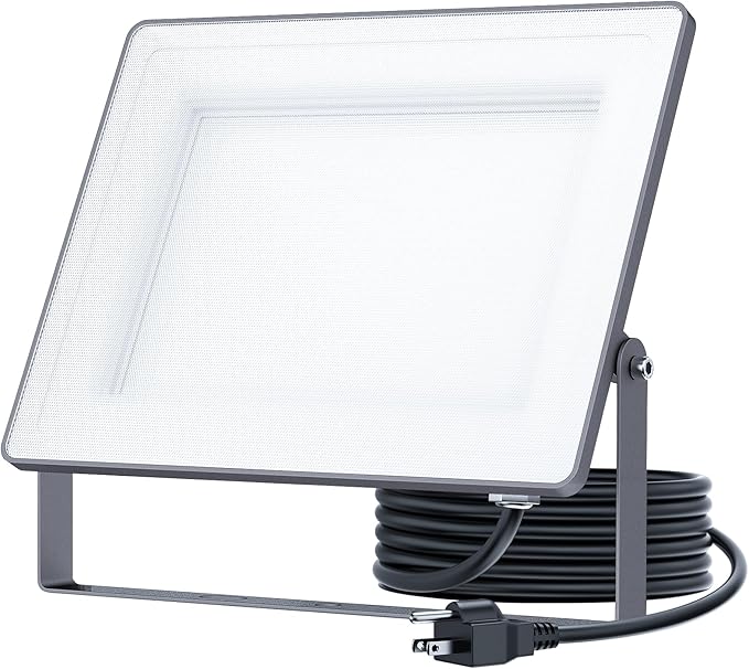 100W 12000LM Flood Lights Outdoor Bright LED Work Light with Plug 6500K Daylight White LED Flood Lighting Security Yard Lights Waterproof for Garage Yard Porch 1 Pack
