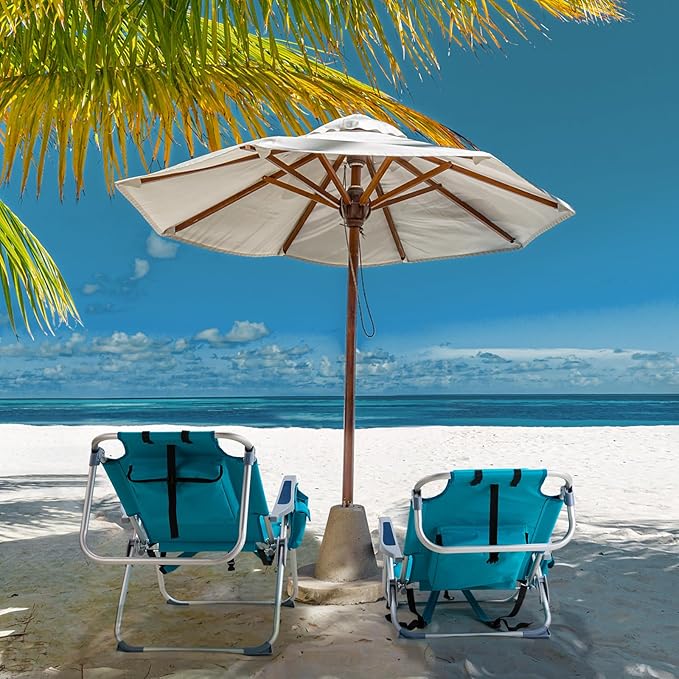Backpack Beach Chairs Low 5 Position Beach Chair with Pouch Straps Folding Lightweight Reclining Aluminum Lay Flat Single (Mint Green High)