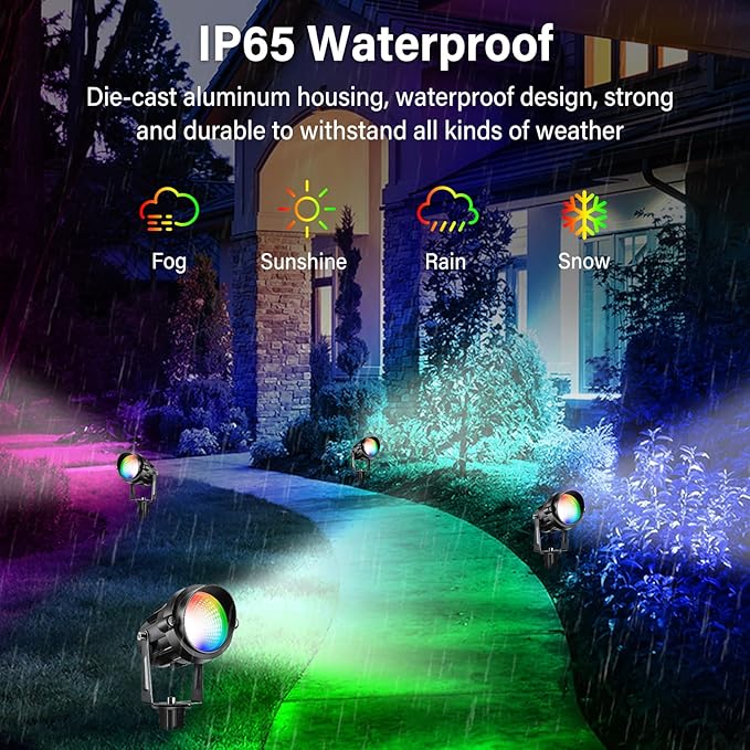 Halloween Christmas Spotlight Outdoor Color Changing Landscape Spotlights12W RGBW LED Outdoor Spot Lights for Yard Garden DecorWaterproof 110V Plug in Landscape Lighting with Remote8 Packs