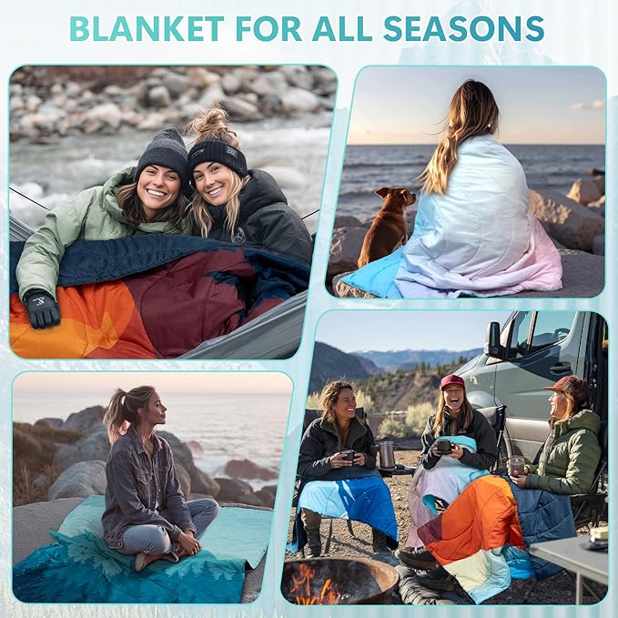 Camping Blanket Waterproof Outdoor Blankets for Sleeping Packable Ultralight Puffy Camping Quilt for Hammock Hiking Picnic Stadium Beach Cold Weather 55x78.8