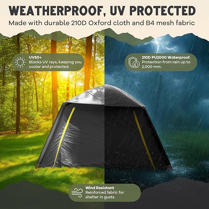 CloudCamp Inflatable Tents for Camping- 6 People Waterproof Oxford Fabric(210D) Quick Setup Air Tent with Manual &amp Battery Pump UV Protection 4-Season Inflatable Tent