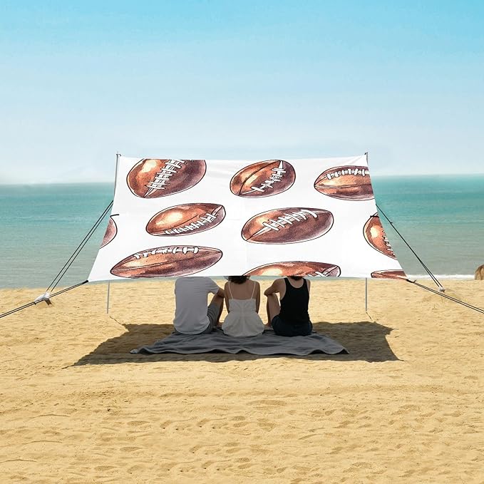 Tile Rugby White Tile Pattern Camping Sun Shelter Beach Tent Portable Beach Sun Shade Outdoor Canopy for Camping Trips Fishing Picnic