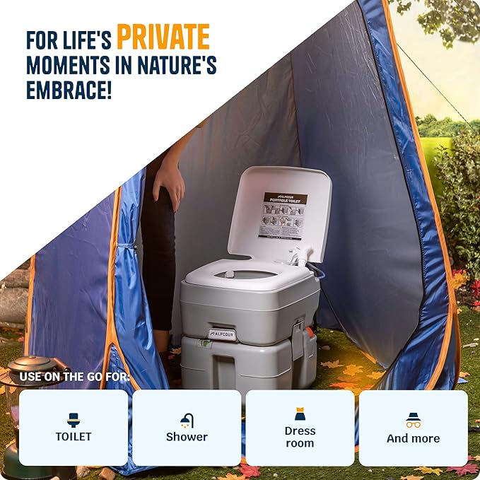 Alpcour Portable Pop Up Tent – Privacy Tent for Portable Toilet Shower and Changing Room for Camping and Outdoors – Spacious Extra Tall and Waterproof with Utility Accessories - Sturdy and Easy Fold