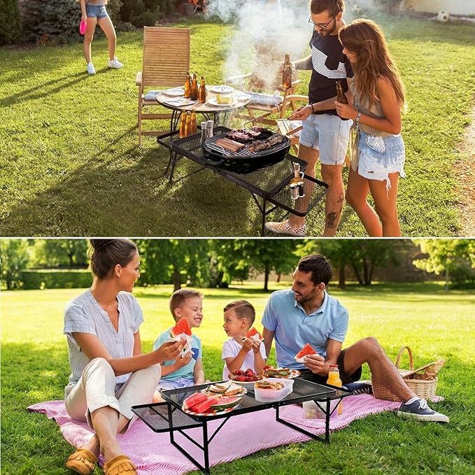25x13x11in Outdoor Folding Picnic Table Grill Camping Table for 4-6 Person Portable Light Weight Aluminum Table Fast Setup for Picnic Garden Patio Dining BBQ Party