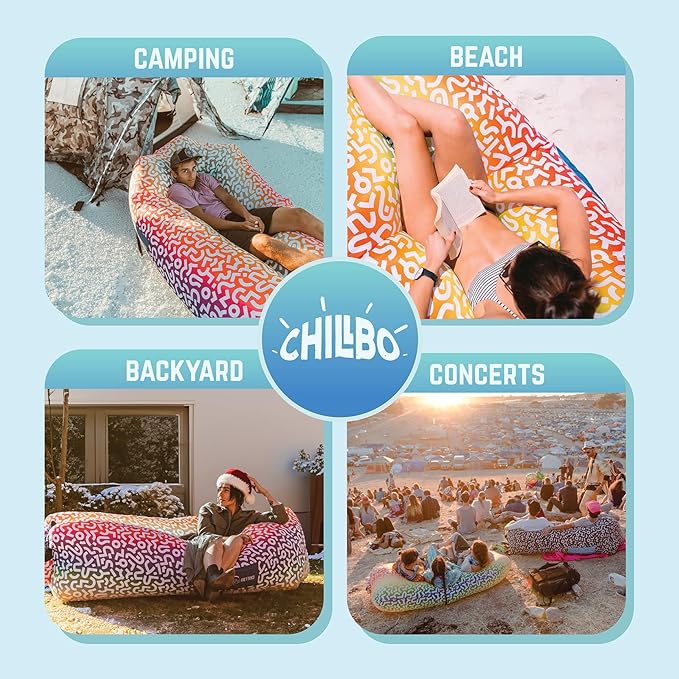 Chillbo Lazybone Inflatable Lounger - Ultimate Inflatable Couch for Maximum Chill - The Perfect Blow Up Couch for Music Festivals Or Lounger for Camping