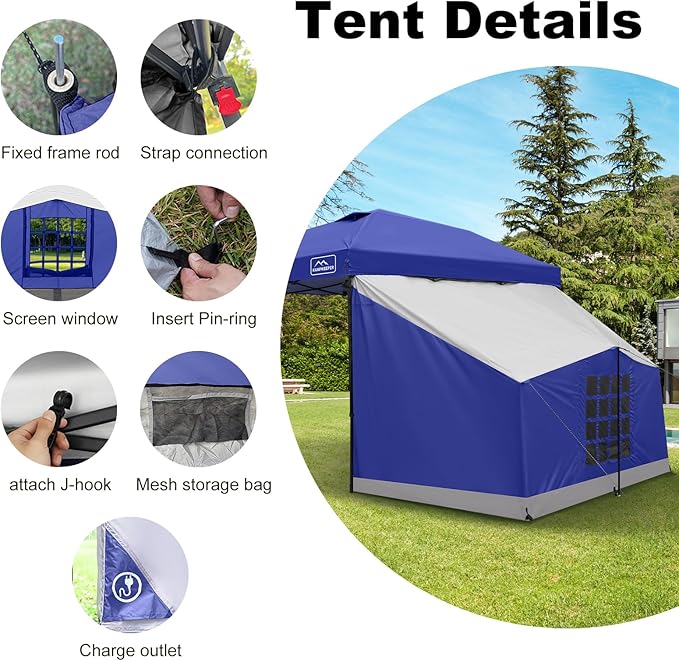 KAMPKEEPER Canopy Side Tent Camping Canopy Tent for 10x10 Pop Up Canopies Cube Tents Gazebo Room Compatible with 10' Wide Canopies(Canopy Not Included)