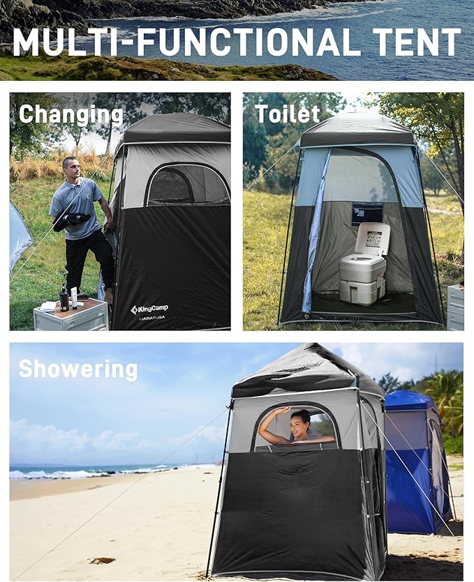 KingCamp Shower Tent Portable Privacy Tent Outdoor Camping 1/2 Room Toilet Tents with Shower Bag &amp Dressing Room for Beach Camping &amp Hiking