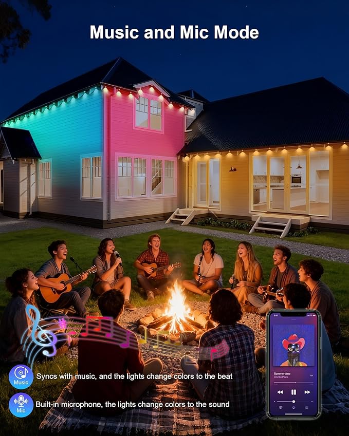 XINKAITE 200ft Permanent Outdoor Lights for House 2025 Eave Lighting with App/Remote Control IP67 Waterproof smartlight for Christmas Halloween Holiday Party Daily