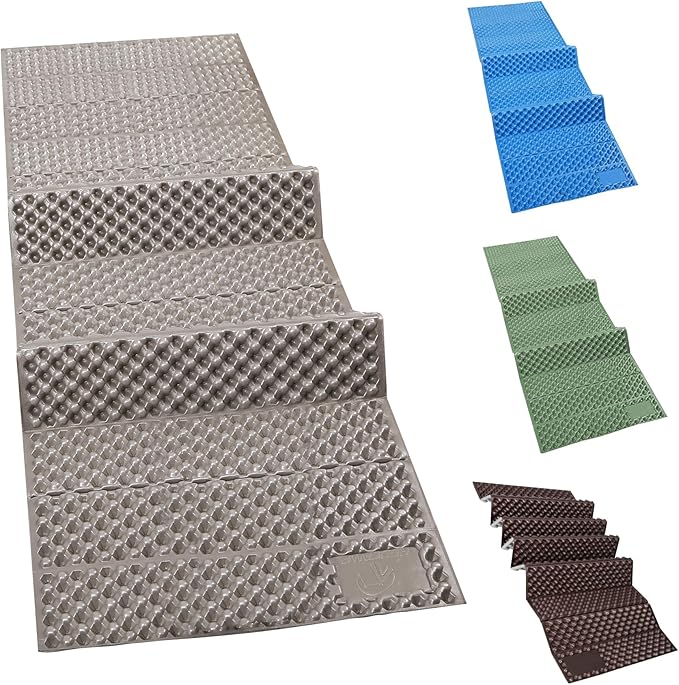 REDCAMP Foldable Foam Camping Pads for Sleeping Waterproof Closed Cell Foam Camping Sleeping Pad - Ultra-Lightweight for Hiking &amp Backpacking R-2.1 Insulated Royal Blue/Grey/Green/Brown/Khaki