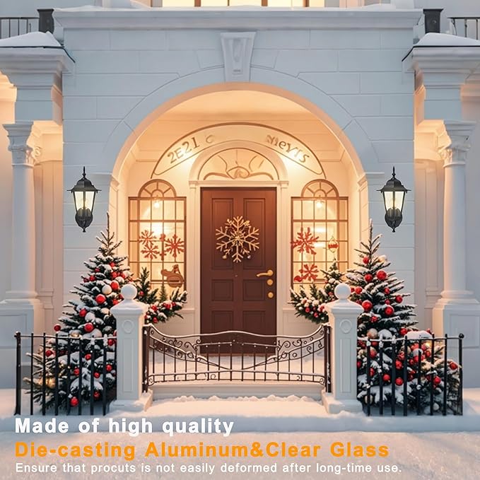 Outdoor Wall Lantern Wall Sconce as Porch Lighting Fixture E26 Base 60W Max Aluminum Housing Plus Glass Wet Location Rated Bulbs not Included Matte Black 2 Pack