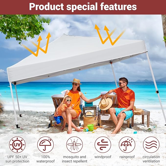 10x10ft Easy Pop-Up Canopy Outdoor Screen Tent with Mesh Mosquito Netting Side Walls Pop Up Tent Waterproof Outdoor Screen Shed for Camping Picnic Party Deck Yard Events
