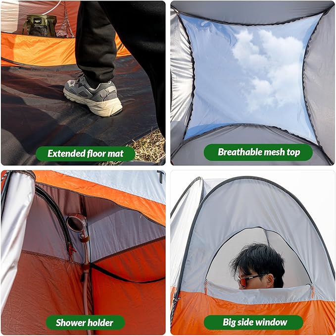 Upgrade Pop Up Privacy Shower Tent 55 x 55 x 83 Portable Camping Shower Tent Camping Toilet Changing Room with Rain Shelter &amp Extended Floor Mat Dressing Room for Beach