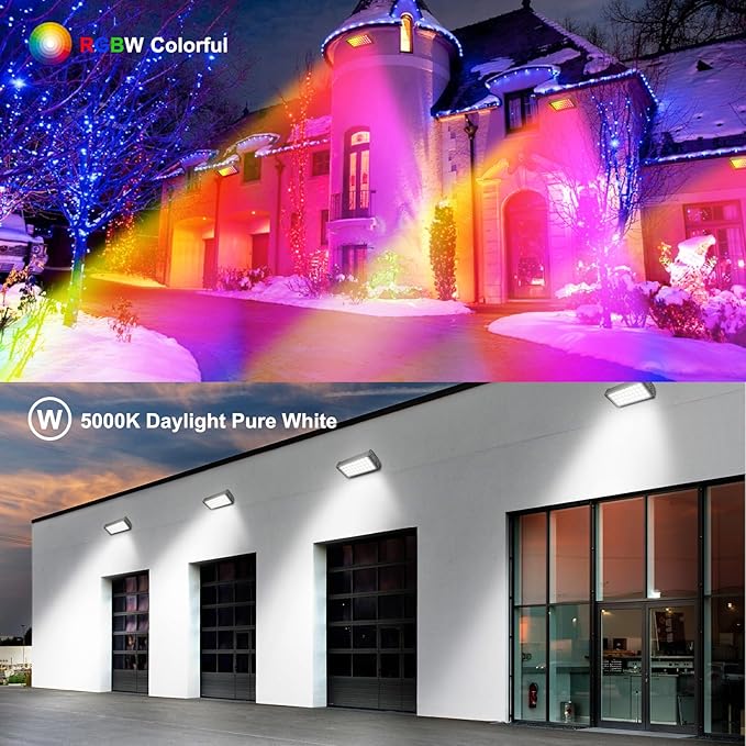 LED Wall Washer Lights RGBW 6000K Color Changing with RF Remote Dimmable 144W Flood Lights for Church Bridge Hotel Yard Party Wedding Building Wall Decorations（Black or Sand Silver）