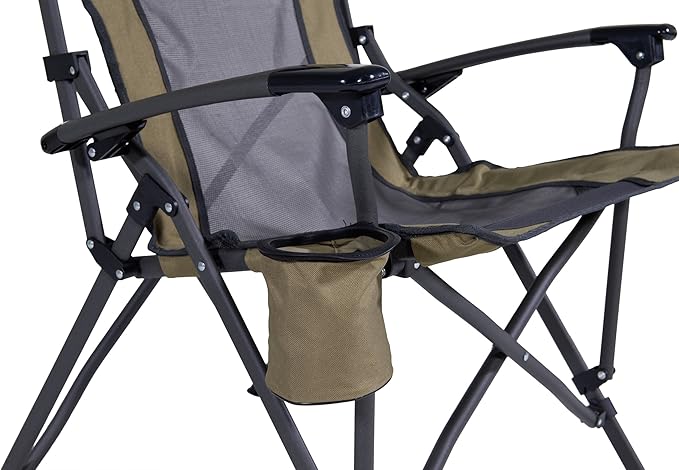 Browning Folding Camping Chairs for Adults - Durable Mesh Fabric Over Sturdy Powder Coated Steel Frame Armrests Cup Holder and Shoulder Carry Bag