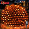 BlcTec Halloween Lights 200 LED 8.4ft x 5.2ft Orange Net Lights with 8 Modes UL Certified Timer Connectable Waterproof Dark Green Wire for Trees Bushes Shrub Lawn Halloween Decorations Outdoor