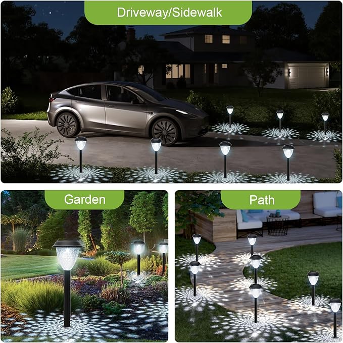 GOODFOEVER Solar Pathway Lights Outdoor 16 Pack Solar Lights Outdoor Waterproof for Outside Garden Decor for Yard Patio Landscape Planter Walkway Driveway