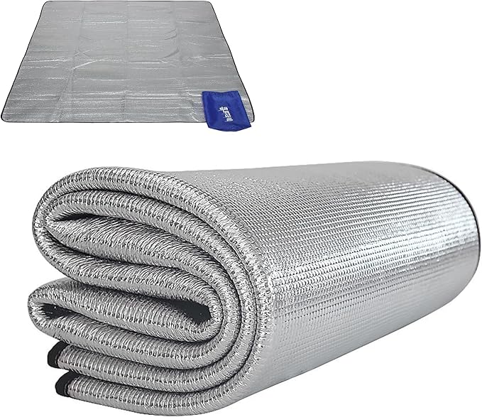 Himalaya Foam Foil Blanket Lightweight Camping Mat Outdoor Roll-up Portable Waterproof Sleeping Mat for Hiking Backpacking Double-Sided Aluminum Camping Accessories(78x78)
