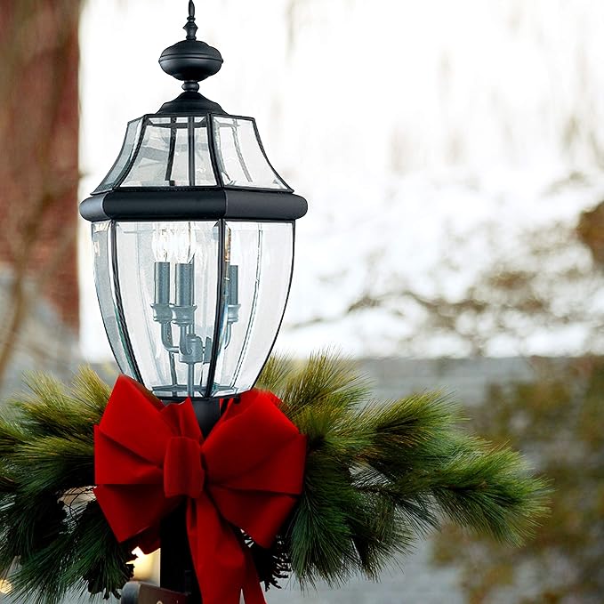 Sea Gull Lighting 8239-12 Lancaster Outdoor Post Lantern Outside Fixture 24'' Height Black