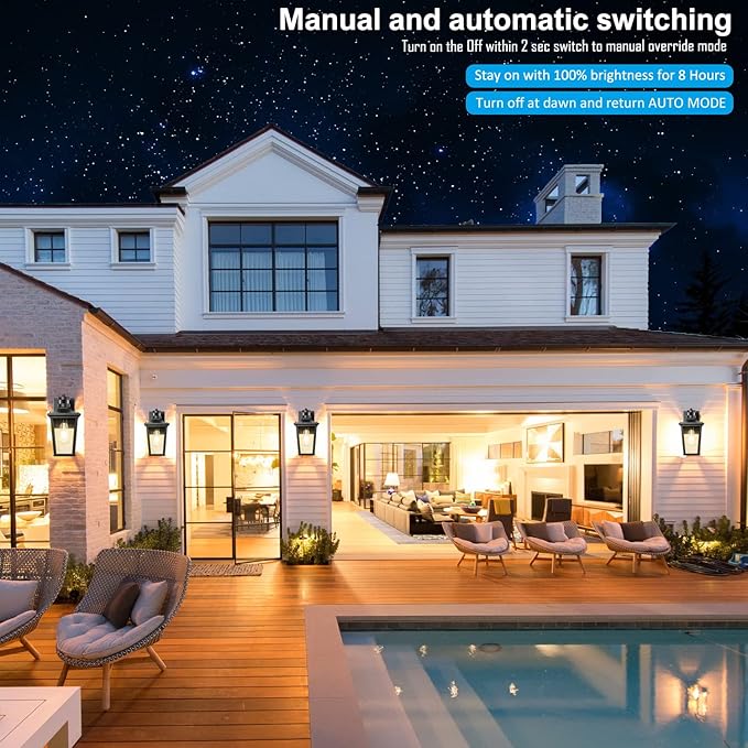 Motion Sensor Outdoor Wall Lights - Dusk to Dawn Waterproof Aluminum Fixtures for Porch Garage Balcony &amp Entrance Doors | Wall Mounted Exterior Lighting in Black Gold