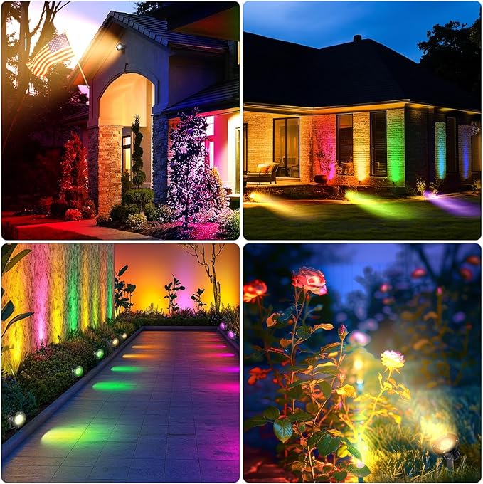 OurLeeme Lawn Flood Light Stake RGB Spot Lights8W Outdoor LED Flood Light Waterproof Garden Yard Lights with Remote Control2-in 1 Landscaping Spotlights for PatioPathway Driveway 85-265V (2 Pcs)